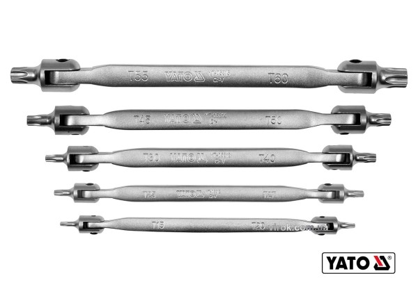 Набір ключів TORX 2-сторонніх на шарнірах YATO : Т15- Т60, Cr-V, 5 шт [20]