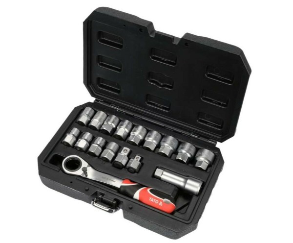 Набір головок торцевих наскрізних SPLINE YATO: квадрат 3/8