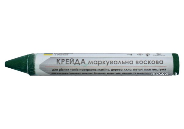 Крейда маркувальна VIROK : зелена, 13x120 мм. воскова для різних поверхонь. блістер 2 шт.
