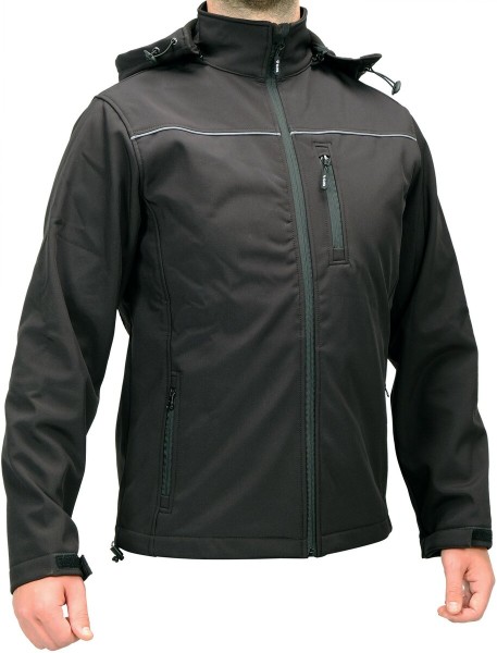 Куртка робоча SOFTSHELL з прикріпн капюшоном YATO розм S, чорна, 3 кишені, 96% поліест і 4% спандекс