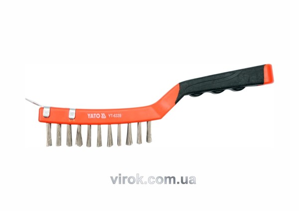 Щітка дротяна нержавійка з носиком YATO : 4- рядна, L= 290 мм з пластмасовою ручкою [12/72]