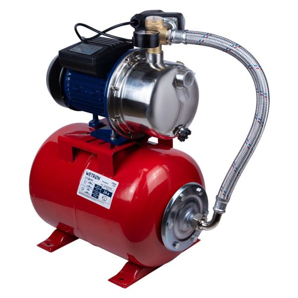Станція 0.75кВт Hmax 42м Qmax 50л/хв (самовсмоктуючий насос нерж) 24л Україна WETRON JETS80А5 (775052/24)