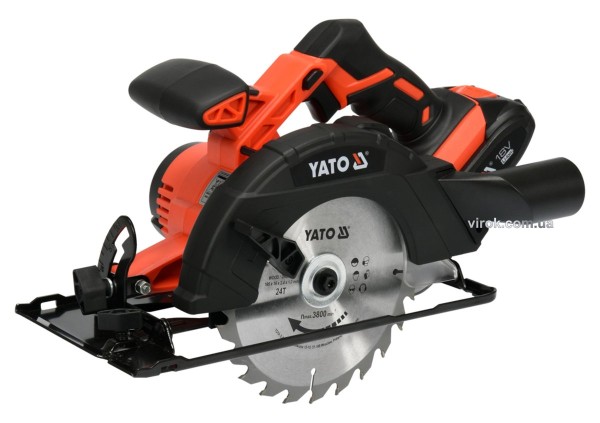 Пила дискова ручна акумуляторна YATO Li-Ion, 18В, 2АГод для диска Ø=165/16мм з зарядн. пристроєм [2]