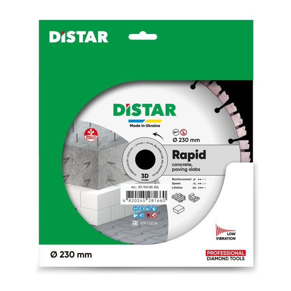 Круг алмазний вiдрiзний Distar 1A1RSS/C3 230x2,4/1,5x10x22,23-16 HIT Rapid