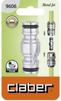 Адаптер двосторонній для конектора поливального шлангу, метал, бл.