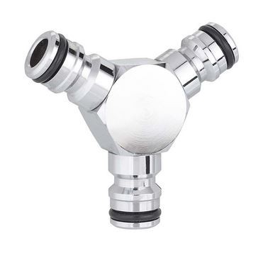 Адаптер трьохсторонній для конектора поливального шлангу, метал