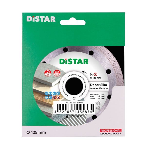 Круг алмазний вiдрiзний Distar 1A1R 125x1,2/1,0x8x22,23 Decor Slim