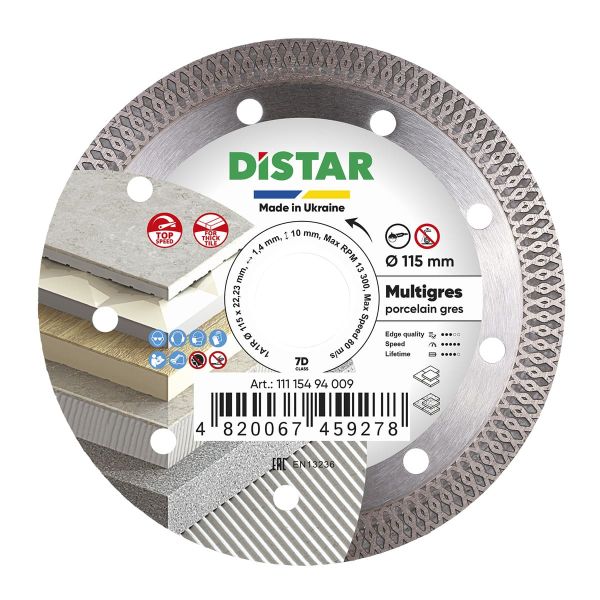 Круг алмазний вiдрiзний Distar 1A1R 115x1,6/1,0x10x22,23 Multigres