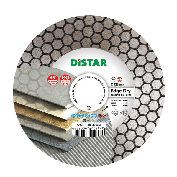 Круг алмазний вiдрiзний Distar 1A1R 125x1,6/1,2x25x22,23 Edge Dry