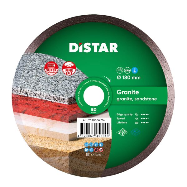 Круг алмазний вiдрiзний Distar 1A1R 180x1,4x8,5x25,4 Granite