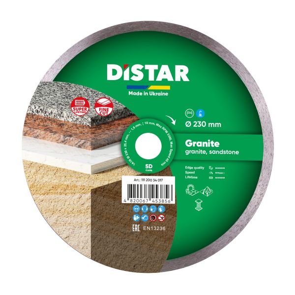 Круг алмазний вiдрiзний Distar 1A1R 230x1,6x10x25,4 Granite