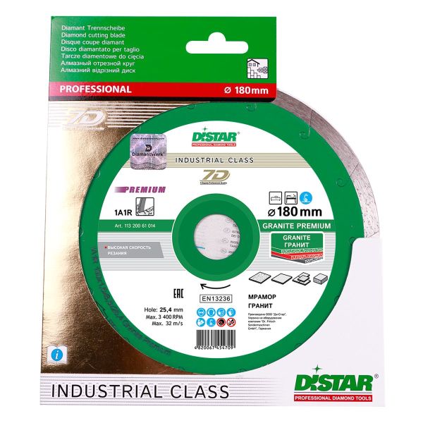 Круг алмазний вiдрiзний Distar 1A1R 180x1,6x8,5x25,4 Granite Premium