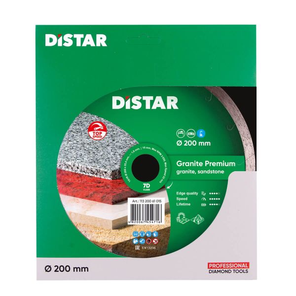 Круг алмазний вiдрiзний Distar 1A1R 200x1,8x10x25,4 Granite Premium