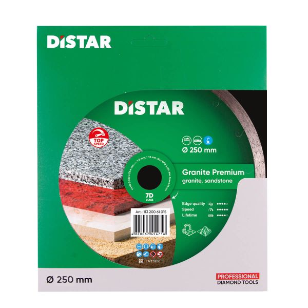 Круг алмазний вiдрiзний Distar 1A1R 250x1,8x10x25,4 Granite Premium