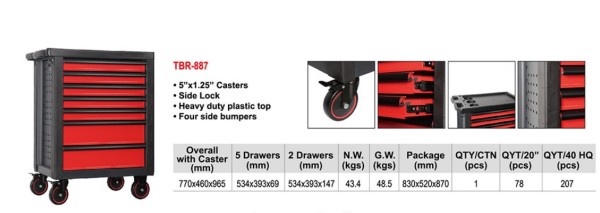 Візок інструментальний (тумба) на колесах 7 відділень, центр. замок