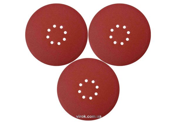 Круг шліфувальний з наждачн. паперу з липучкою YATO: Ø= 225мм, Р100, до YT-82340 і YT-82350, 3шт[60]