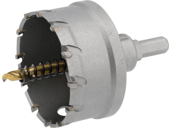 Свердло коронка по металу TCT YATO: Ø65 x 103 мм, товщ. до 25мм, з напрямним, 6-гран. хвост 3/8" [6]