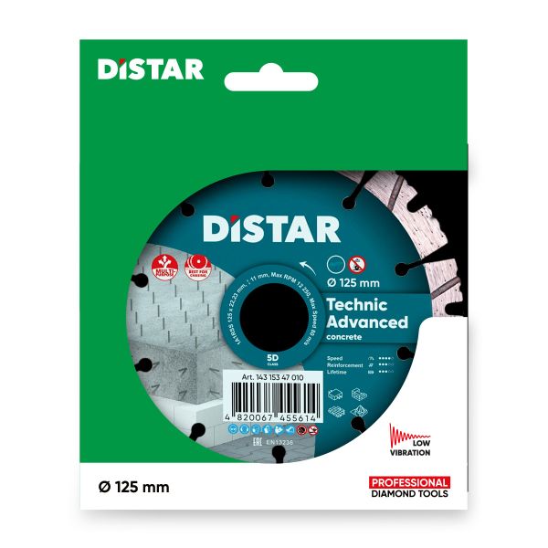 Круг алмазний вiдрiзний Distar 1A1RSS/C3 125x2,2/1,4x11x22,23-10-HIT Technic Advanced