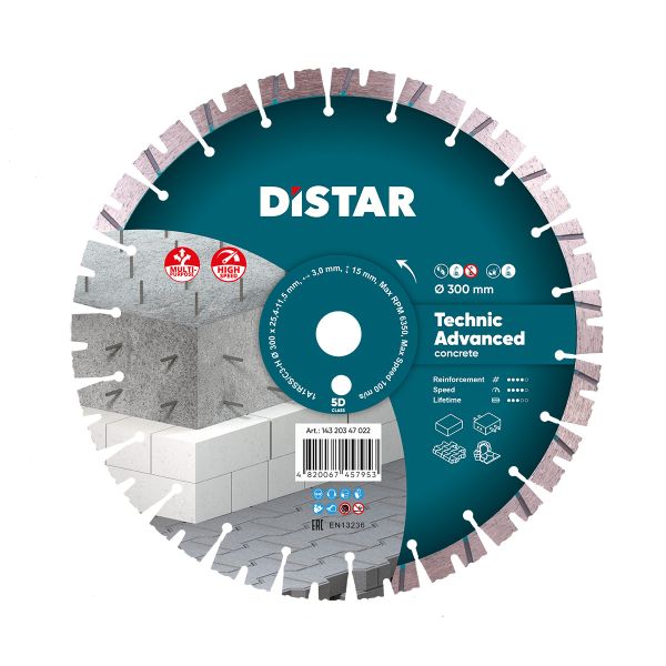 Круг алмазний вiдрiзний Distar 1A1RSS/C3 300x3,0/2,0x15x25,4-(11,5)-22-HIT Technic Advanced
