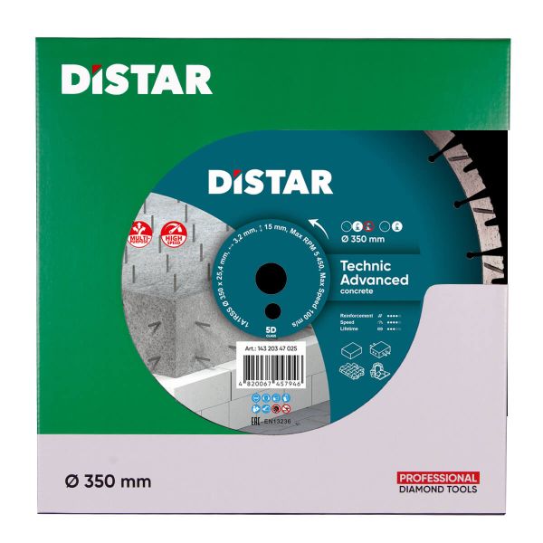 Круг алмазний вiдрiзний Distar 1A1RSS/C3 350x3,5/2,5x15x25,4-(11,5)-24-HIT Technic Advanced