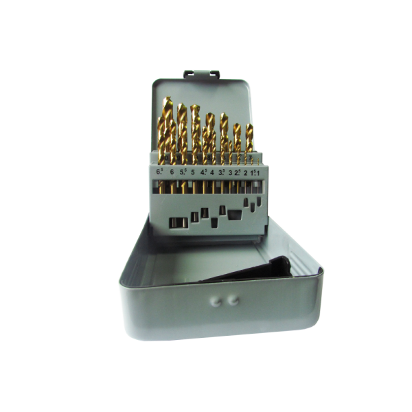 Набір свердел п/м 1-10мм 19шт HSS-TiN коробка метал