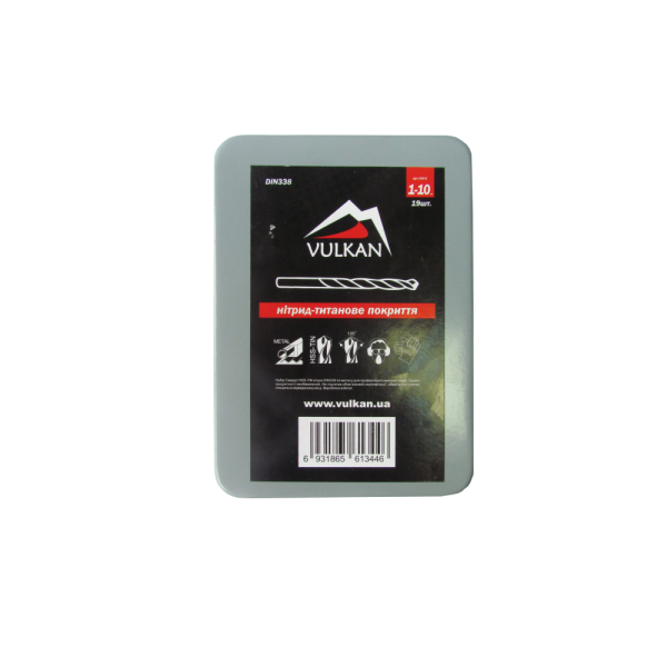 Набір свердел п/м 1-10мм 19шт HSS-TiN коробка метал