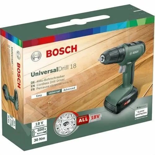 Шуруповерт-дриль Bosch UniversalDrill 18, 18В, 1.5Аг, 24Нм (0.603.9C8.004)