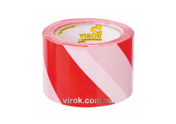 Стрічка сигнальна 72 мм х 100 м. червоно-біла TM VIROK