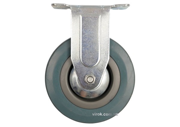 Колесо до візка Ø=125 мм, b=27 мм VOREL; сіра гума, зі штивною опорою; h=161мм, навантаж.- 50 кг[25]