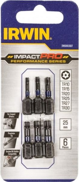 Біти IMPACT PRO 1/4"/25мм, комплект TR10, TR15, TR20, TR25, TR27, TR30, IRWIN