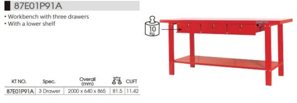 Верстак слюсарний з трьома ящиками 2600х640х865 мм