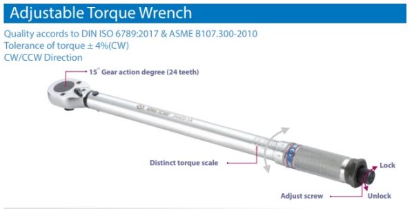 Ключ дінамометричний 1/2" 42-210 NM (уп.1)   KING TONY