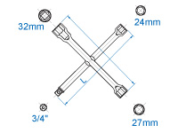 Ключ хрестовий 27 х 27 х 32 мм