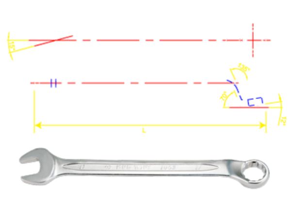 Ключ ріжково-накидний з вигином 45 градусів 11 мм