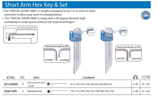 Набір Torx 9 одиниць Г- подібних Т10-Т50 (уп.9) KING TONY