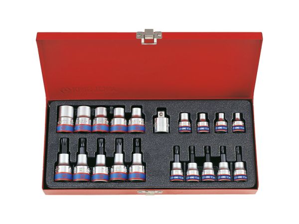 Набір Torx з отвором і головки зірочки 20 одиниць 3/8" і 1/2" (T10-T55, E6-E20)