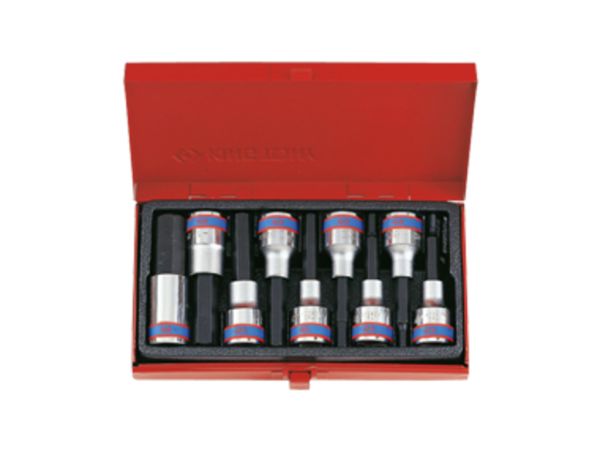 Набір біт в головці 1/2", HEX, 4-17 мм, L = 80 мм, 9 одиниць