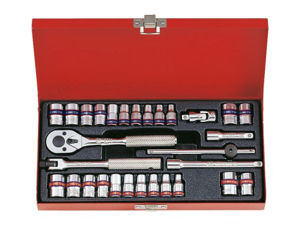 Набір головок 1/4" 30 одиниць 12-гран. з трищіткою, карданом, воротком, подовжувачем