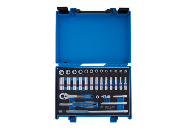 Набір головок 1/4" 34 од. 6-ти гранні,  (4-14mm)