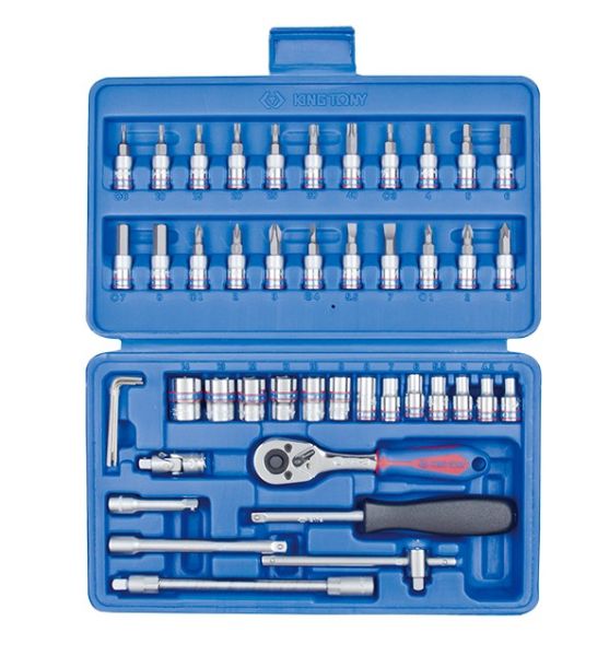 Набір головок 46 одиниць 1/4" з принаддям