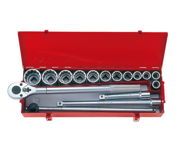 Набір торцевих головок з приладдям 3/4", 12-гранні, 7/8"- 2", 16 одиниць