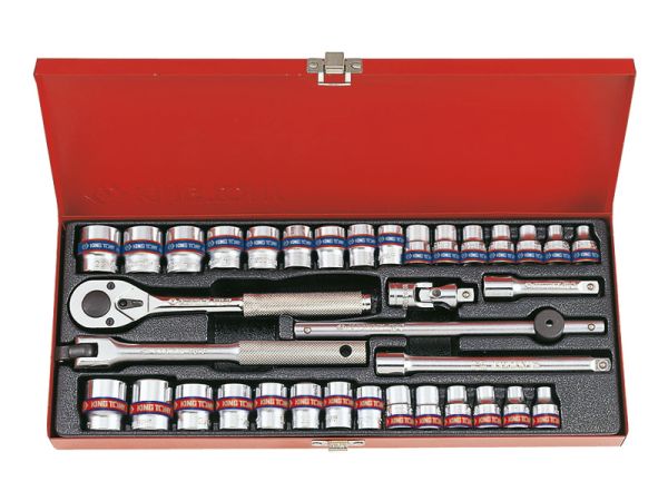 Набір головок 3/8" з трищіткою, карданом, воротком