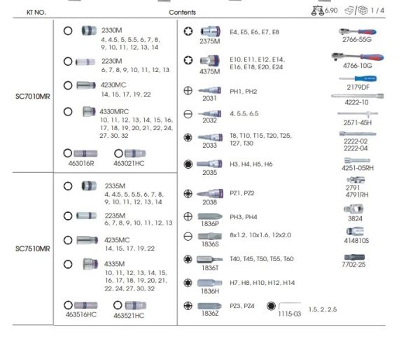 Універсальний набір 109 одиниць 1/4"-1/2"    KING-TONY