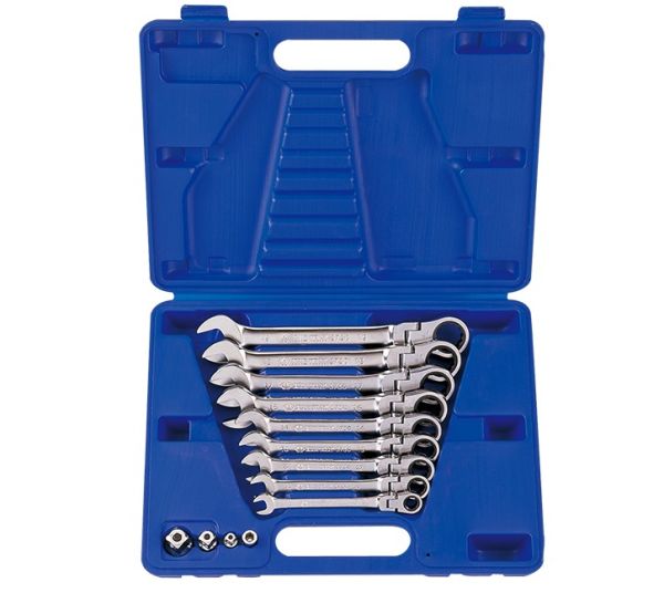 Набір ключів комбі з трищіткою та шарніром (8-19 мм) 9 одиниць