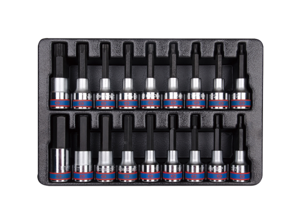 Набір TORX 1/2" Т20-Т60 та торцевих біт  1/2", 4-17 мм, 18 одиниць