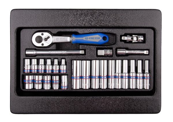 Набір торцевих головок 1/4" з принаддям, ложемент, 26 одиниць