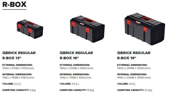 Ящики для інструментів QBRICK REGULAR R-BOX SET: 19+16+13 (495 x 294 x 280) мм
