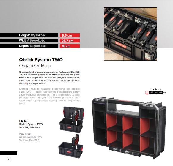 Ящик для інструментів QBRICK SYSTEM TWO ORGANAIZER MULTI