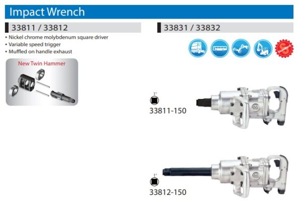 Пневмогайковерт 1" 2440Н/М 4000 об/хв. удл. шпиндель (уп.1)