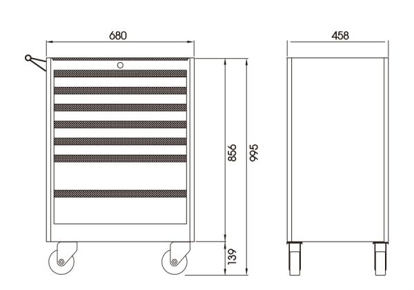 Візок на коліщатках для зберігання робочого інструменту 7 полиць